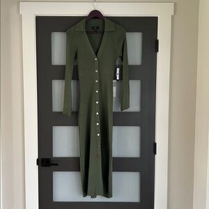 Sweater dress, button up with bell sleeves